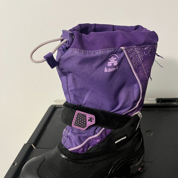 Kamik Big Girls Snowfall P Waterproof Winter Boot Black Purple Size 13 - Picture 2 of 8